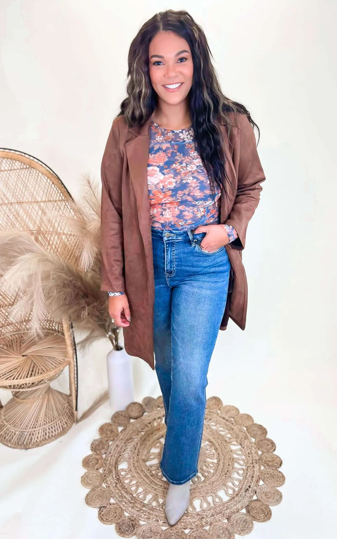 Long Suede Lapel Coat - Final Sale*