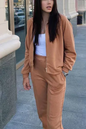 Loose Solid Color Two-Piece Suit Tops