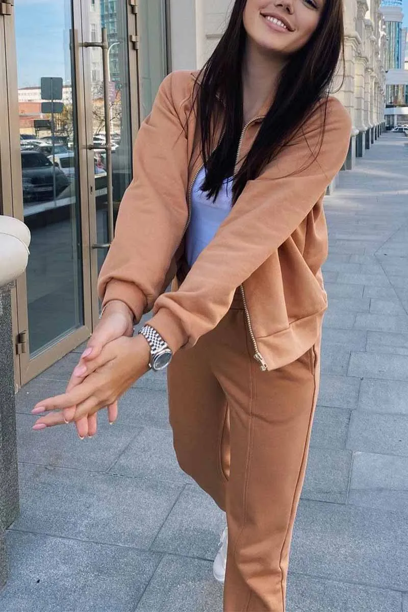 Loose Solid Color Two-Piece Suit Tops