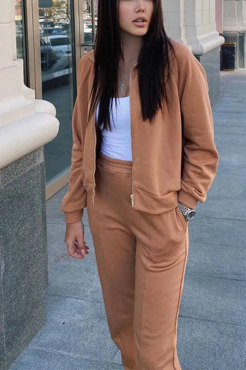 Loose Solid Color Two-Piece Suit Tops