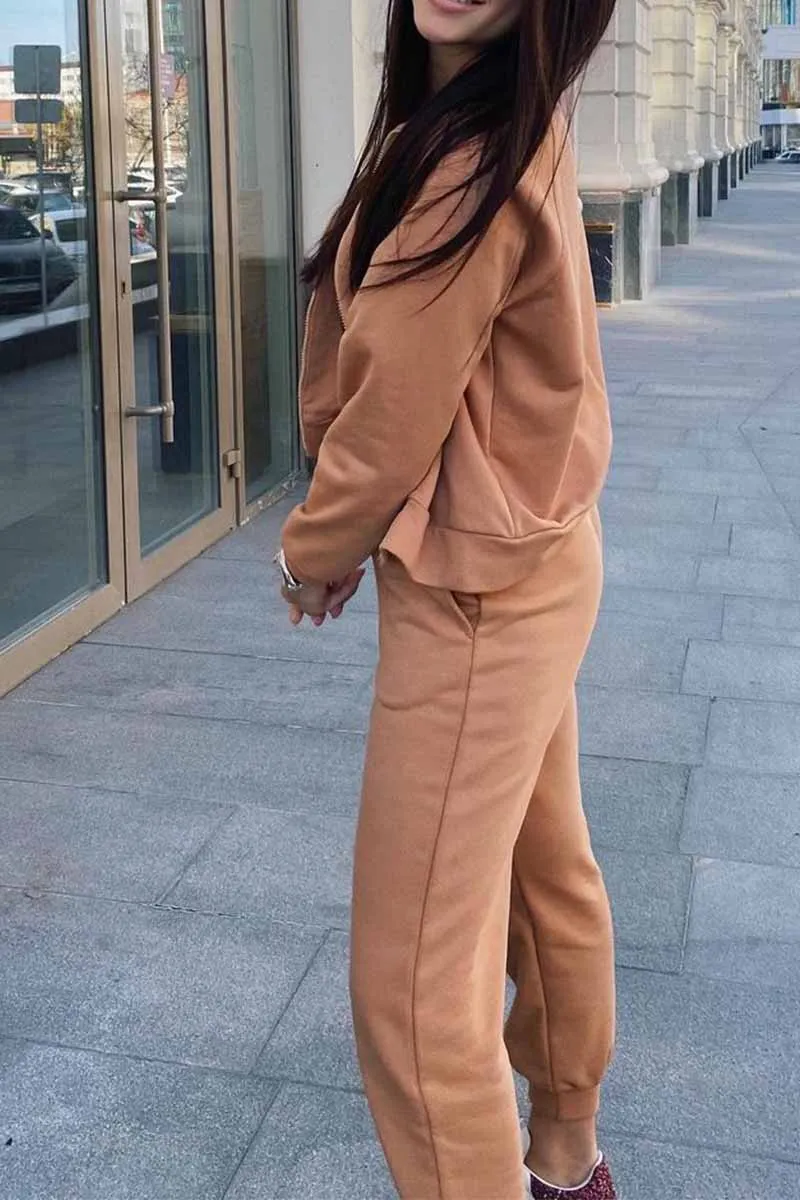 Loose Solid Color Two-Piece Suit Tops