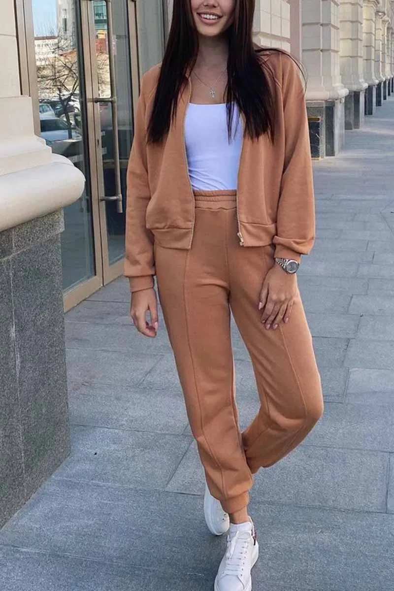 Loose Solid Color Two-Piece Suit Tops