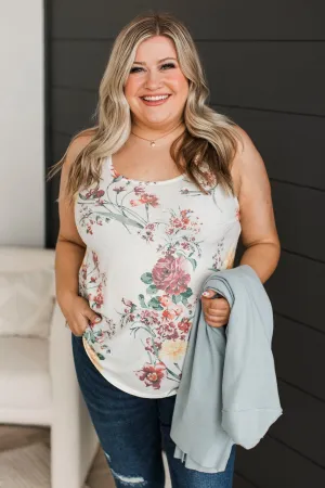 Lost In Nature Floral Tank Top- Ivory