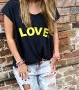 Love Retro V-Neck Tee - Navy