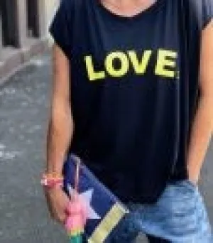Love Retro V-Neck Tee - Navy