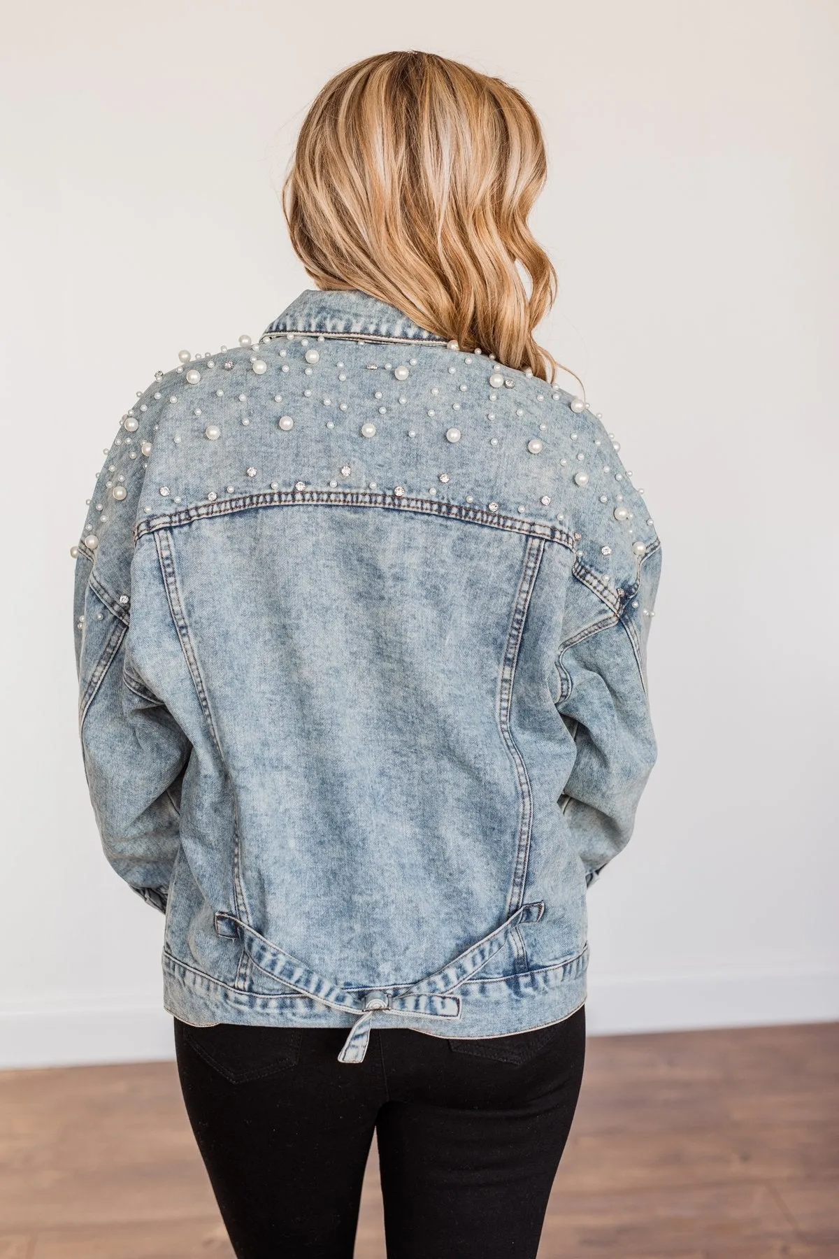 Made For The Spotlight Embellished Jean Jacket- Light Wash