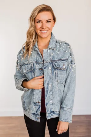 Made For The Spotlight Embellished Jean Jacket- Light Wash