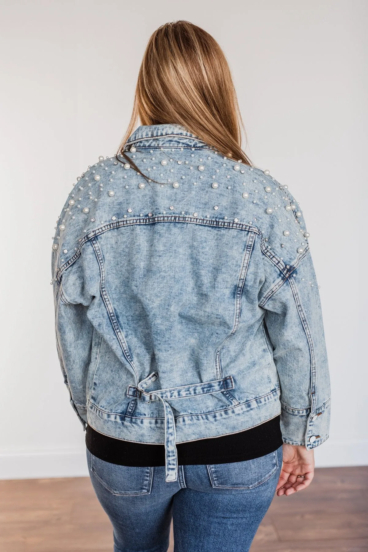 Made For The Spotlight Embellished Jean Jacket- Light Wash