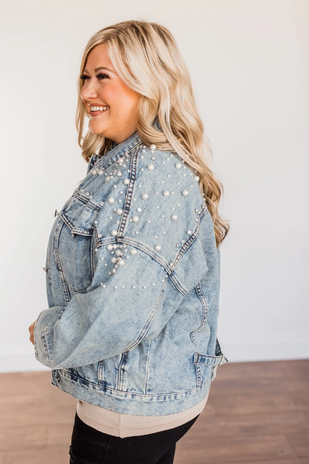 Made For The Spotlight Embellished Jean Jacket- Light Wash