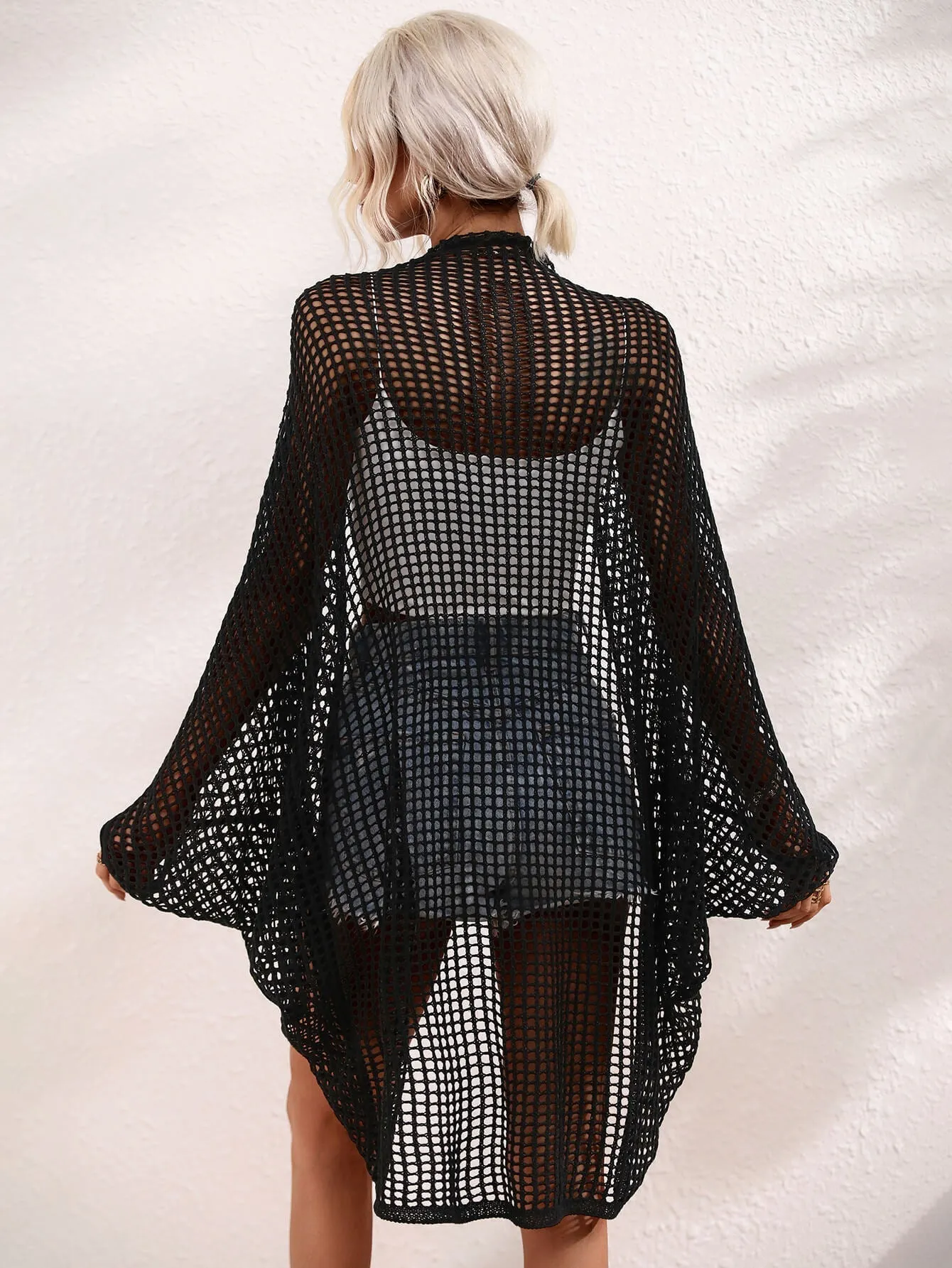 Madrid Knit Crochet Kimono - Black