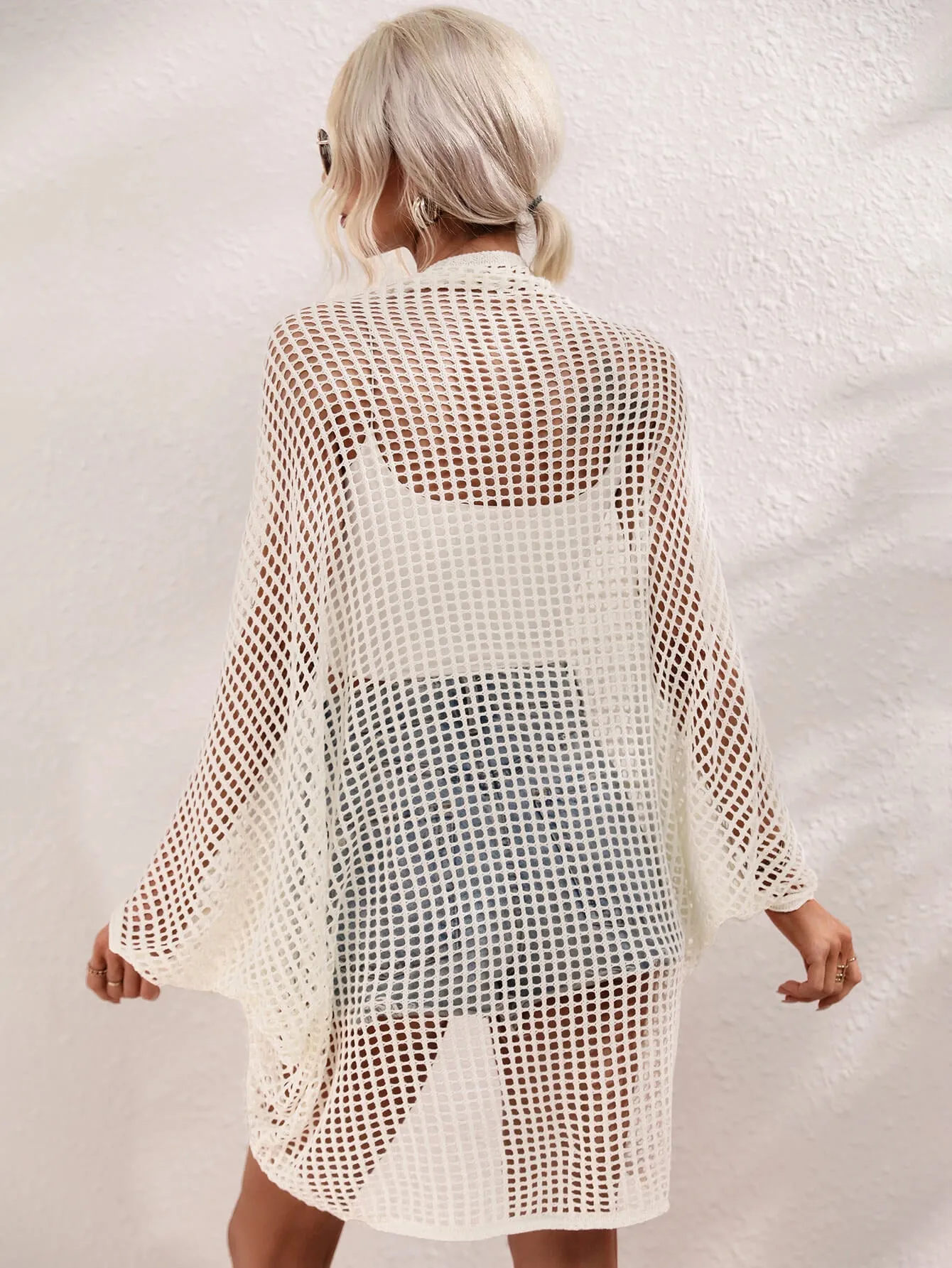 Madrid Knit Crochet Kimono - Cream