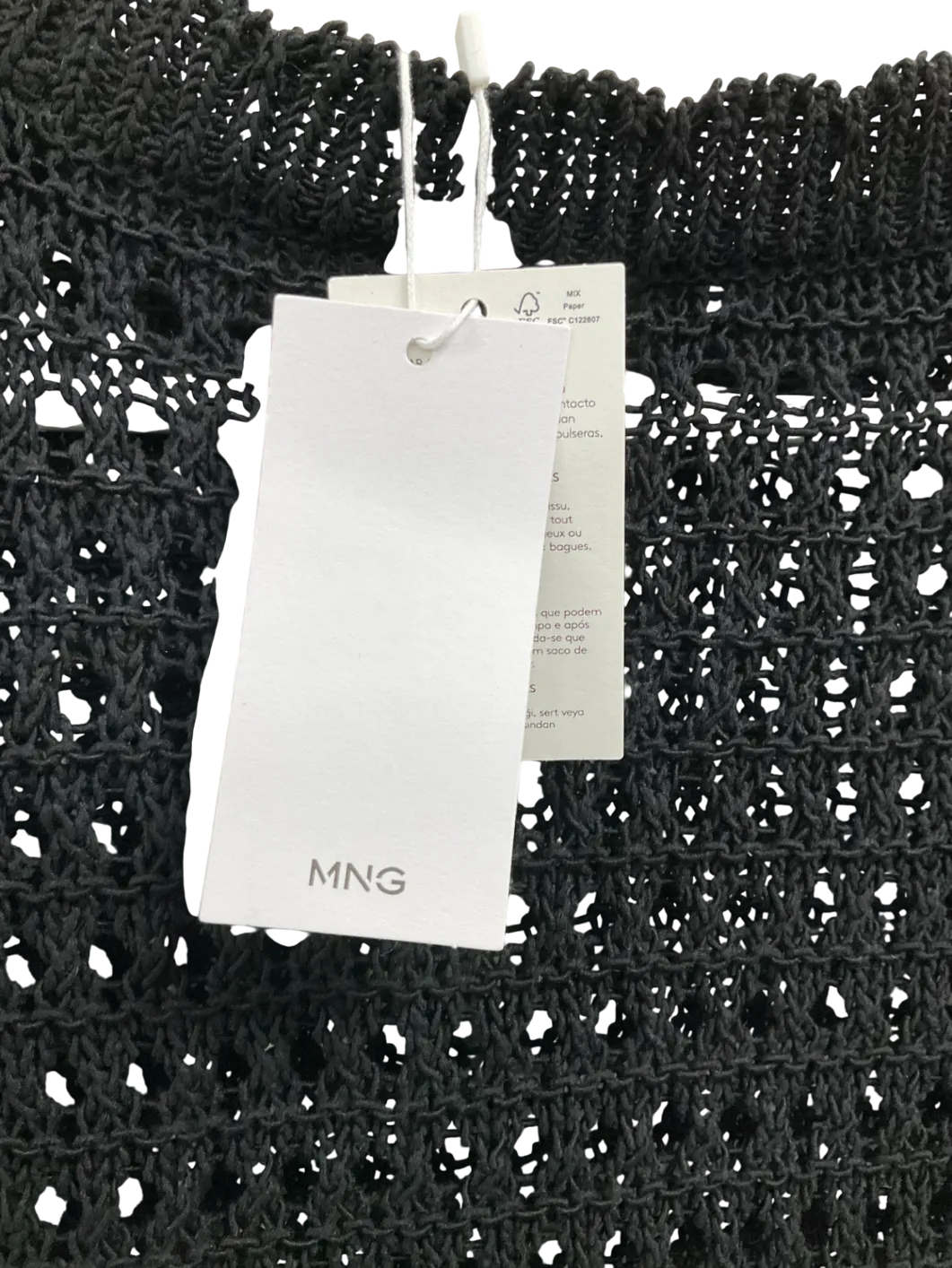MANGO Black Crochet Knitted T-shirt UK M