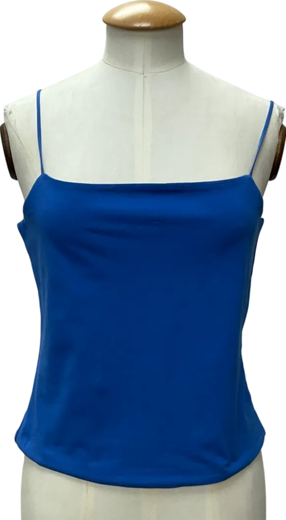MANGO Blue Strapless Straight-neck Top UK M
