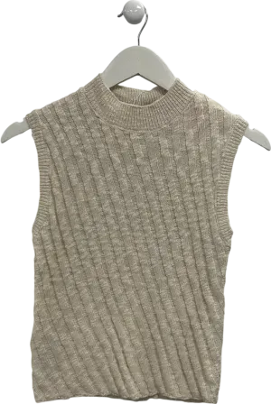 MANGO Cream Knitted Sleeveless Top UK M