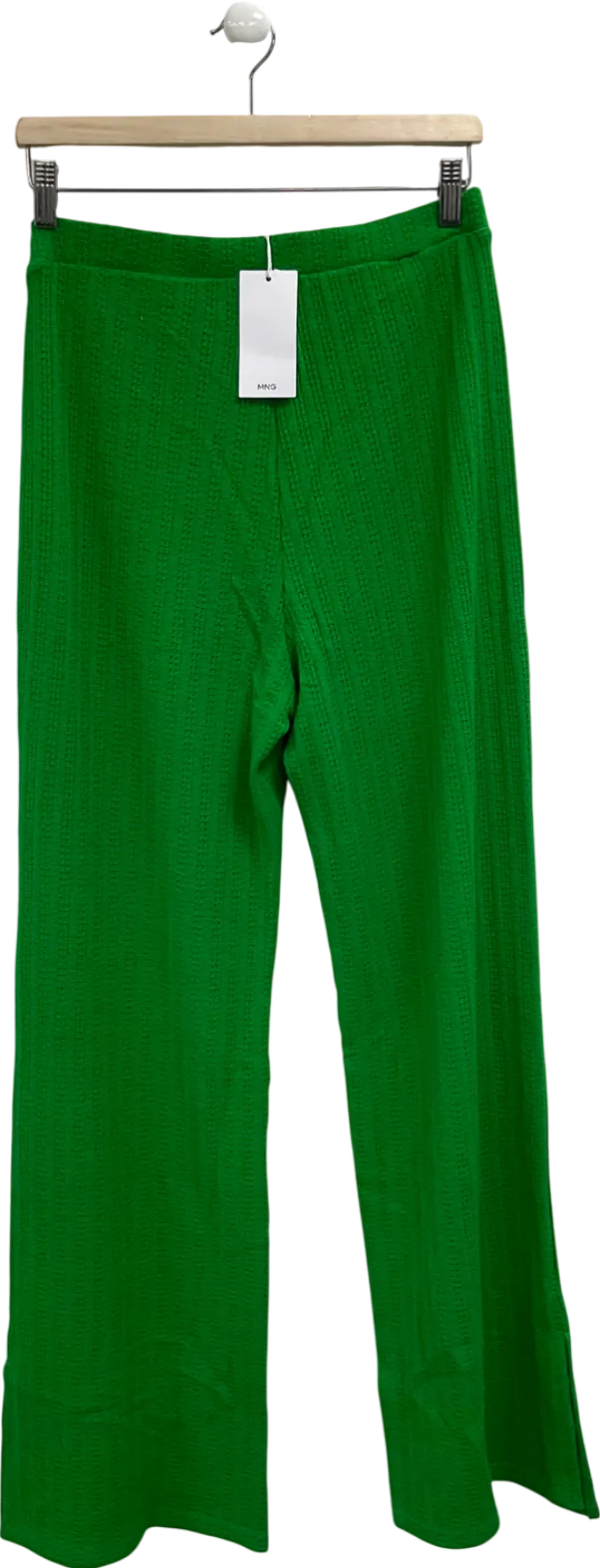 MANGO Green Straight Crochet Trousers UK M