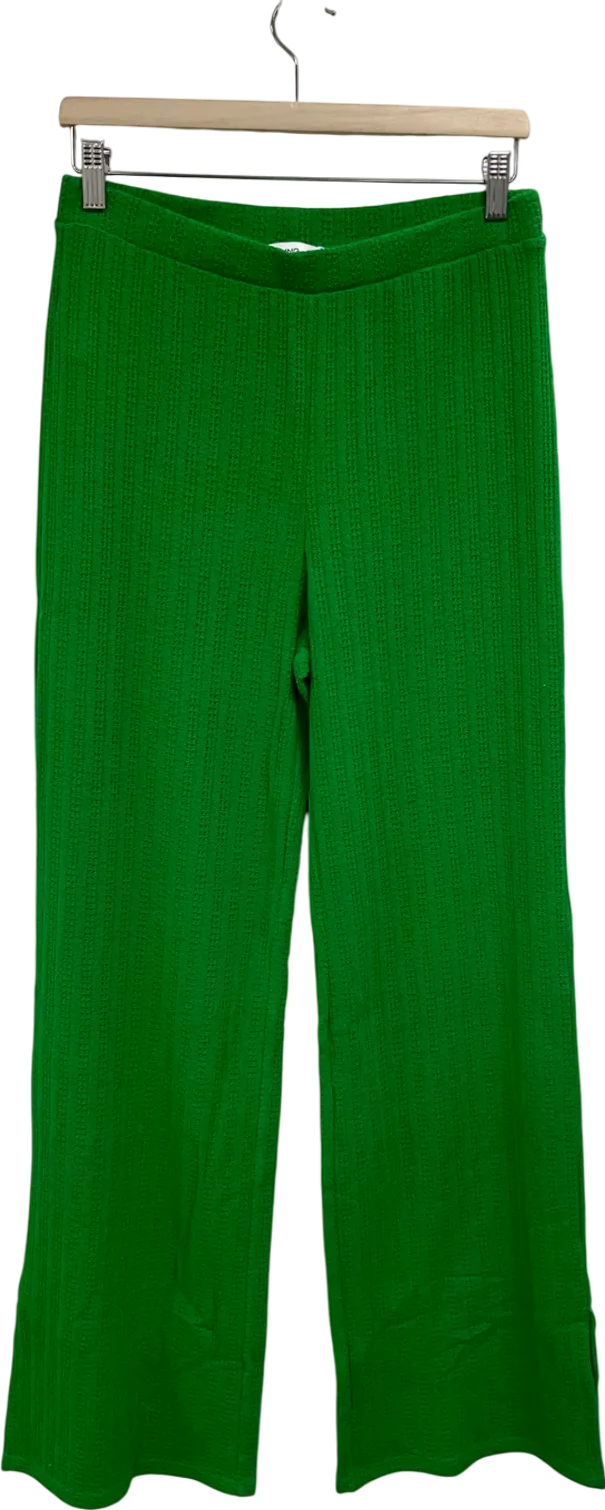MANGO Green Straight Crochet Trousers UK M