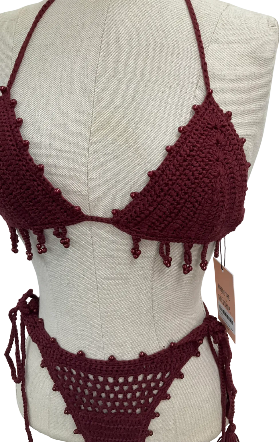 Mars the Label Red The Crochet Bikini - Wine UK S