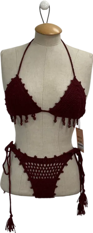 Mars the Label Red The Crochet Bikini - Wine UK S