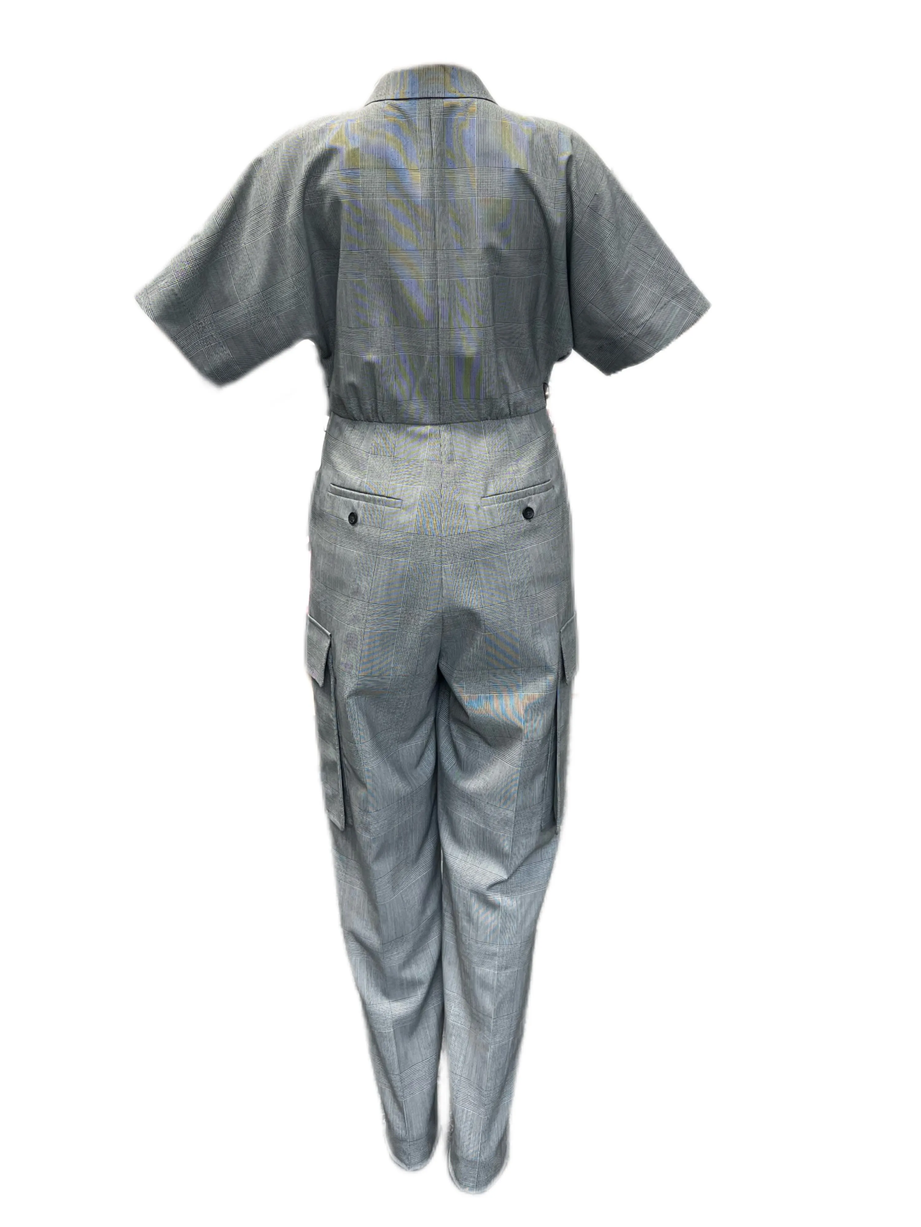 Max Mara Women's Grey Bari Welt Pockets Jumpsuit Size 8 NWT
