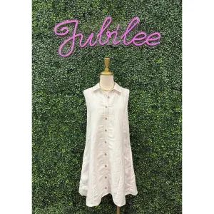 Maxine White Button Down Short Dress