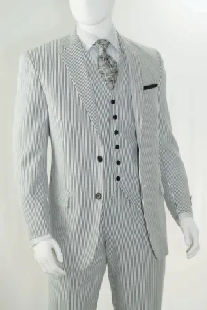 Men's Big & Tall Seersucker Sear sucker suit Black