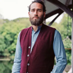 Men's V Neck Sleeveless Wool Cardigan