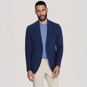 Mid Blue Wool/Silk/Linen Seersucker Myles Contemporary Sport Jacket - Jack Victor 1913