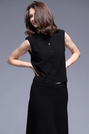Minnie Rose Button Front Sleeveless Polo