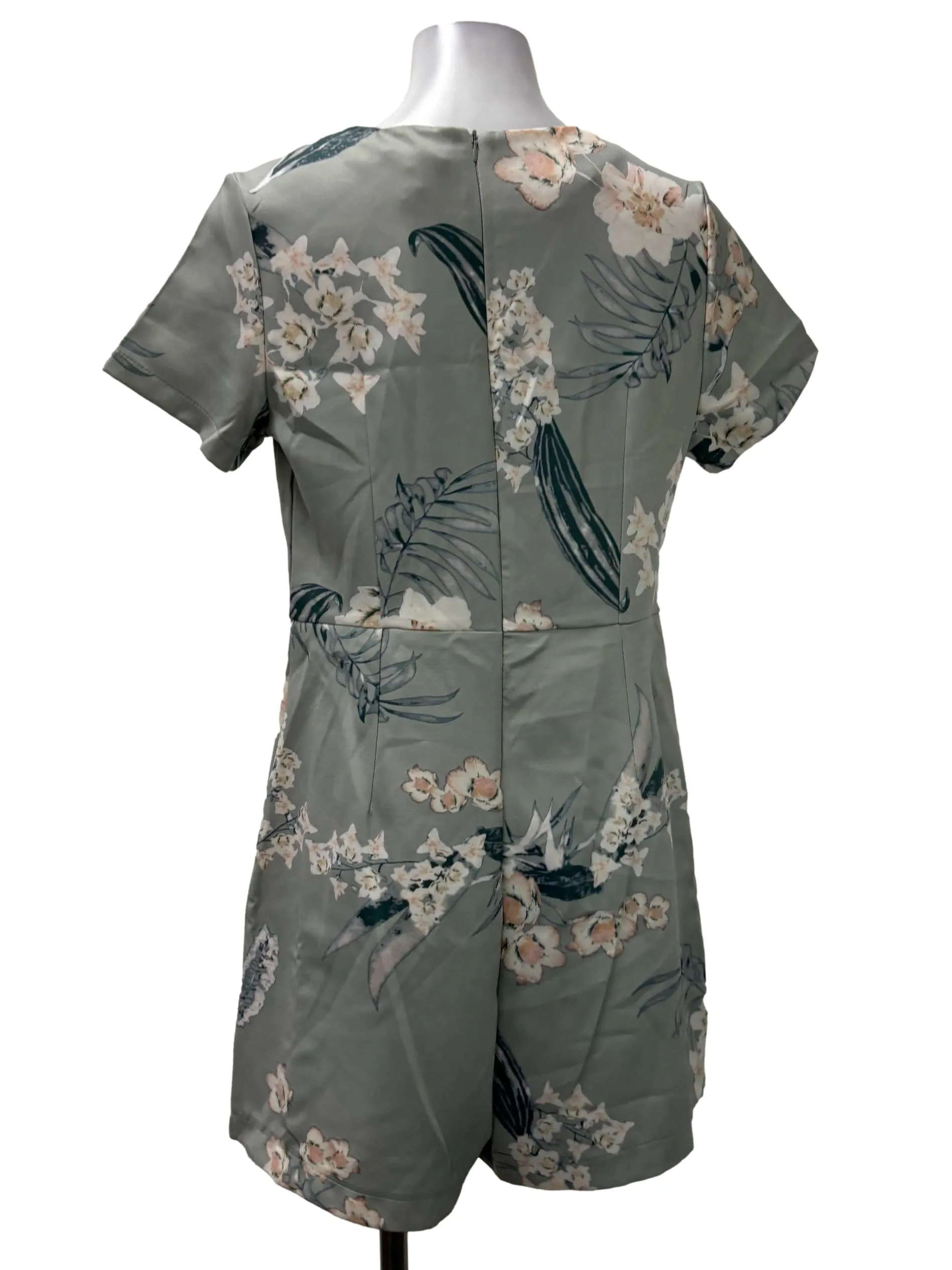 Mint Green V-Neck Floral Romper