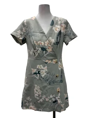 Mint Green V-Neck Floral Romper