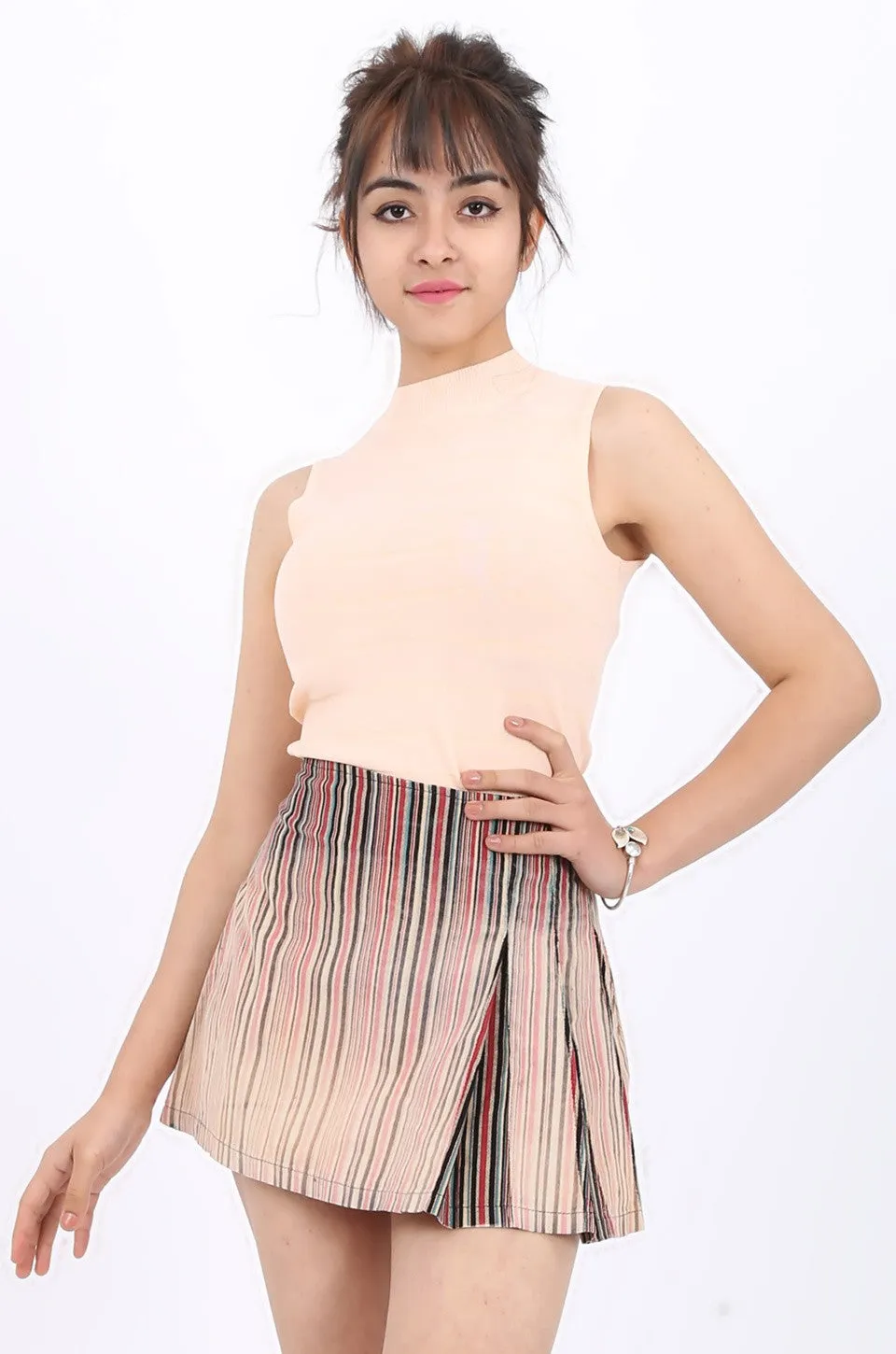 MISS PINKI Madelyn sleeveless knitwear top - beige - high neck knitwear - Petite