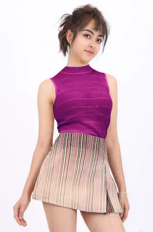 MISS PINKI Madelyn sleeveless knitwear top - purple - high neck knitwear - Petite