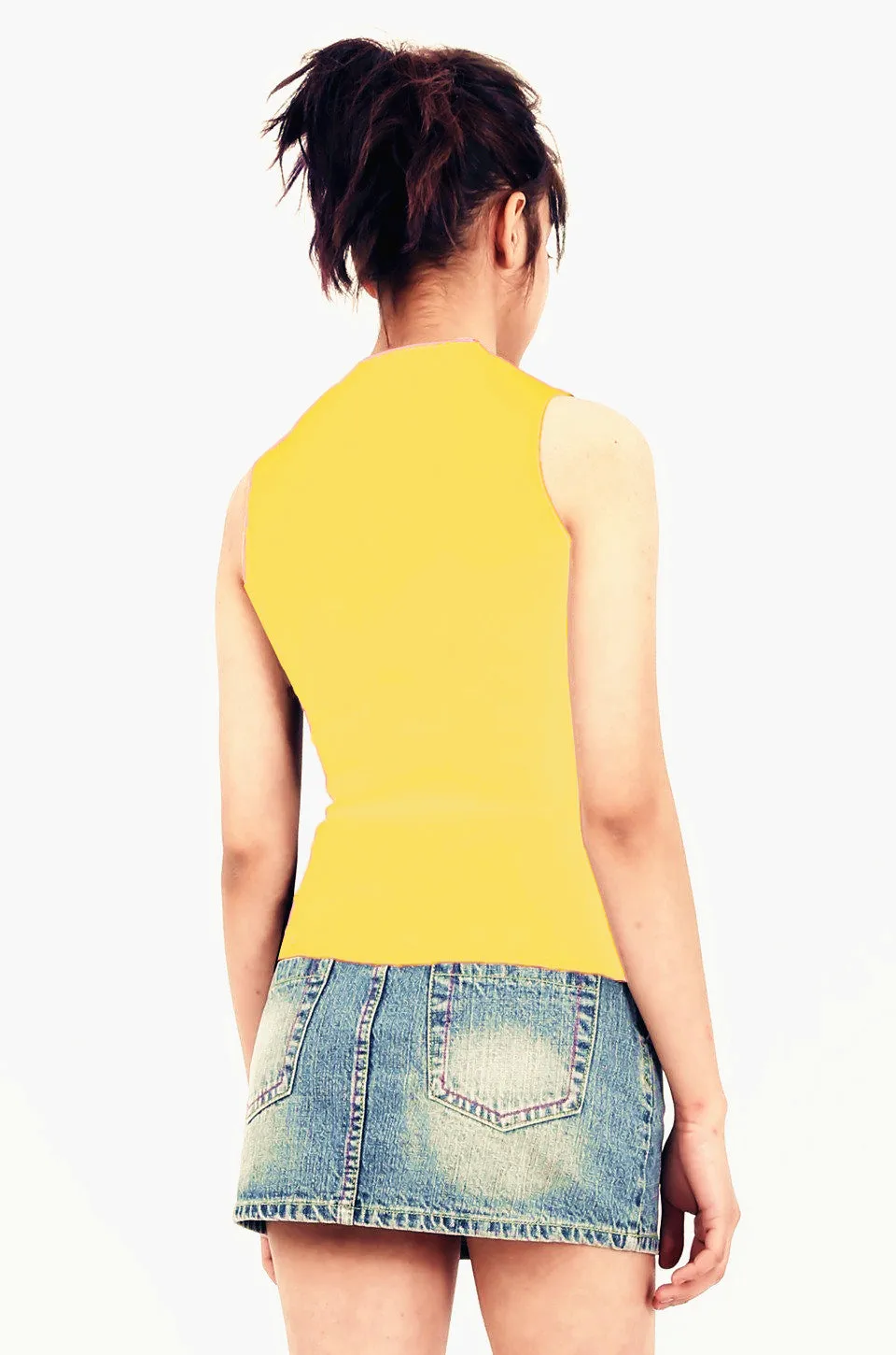 MISS PINKI Madelyn sleeveless knitwear top - yellow - high neck knitwear - Petite