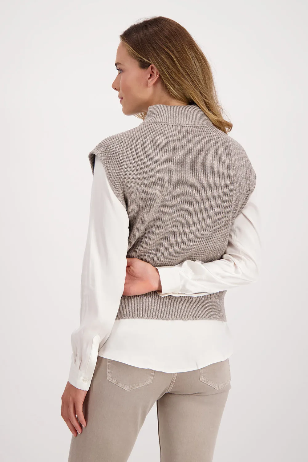 Monari Lurex Pullunder with Stand-up Collar M806635