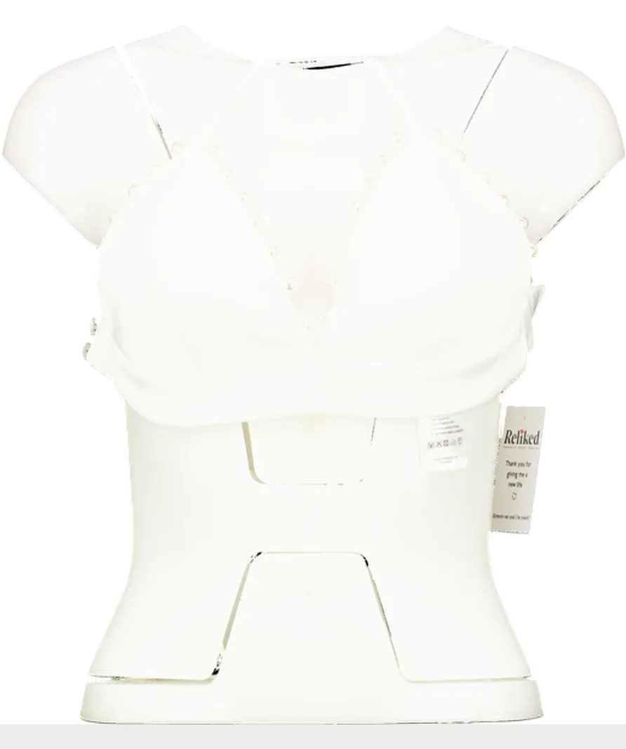 Nadine Merabi Charlotte White pearl embellished Bra Top UK 6