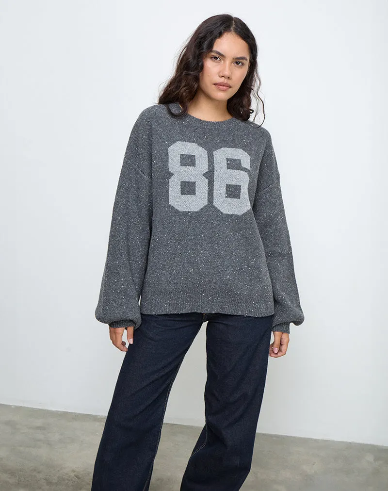 Namari Jumper in Grey Knit with 86 Motif