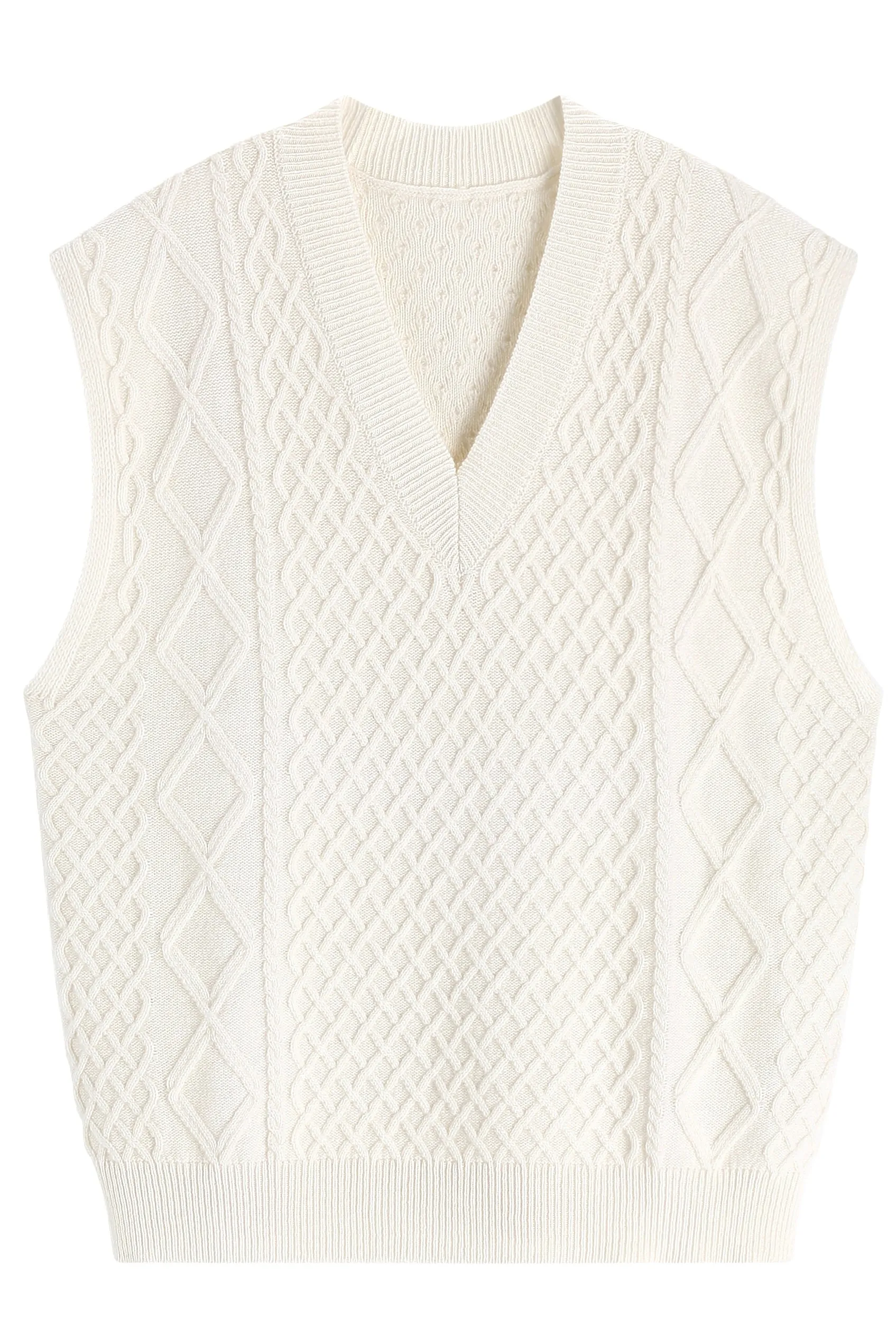 Nancy Cable Knit Vest - White