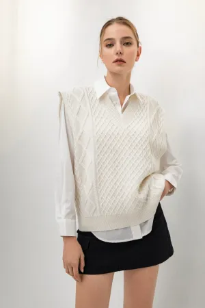 Nancy Cable Knit Vest - White