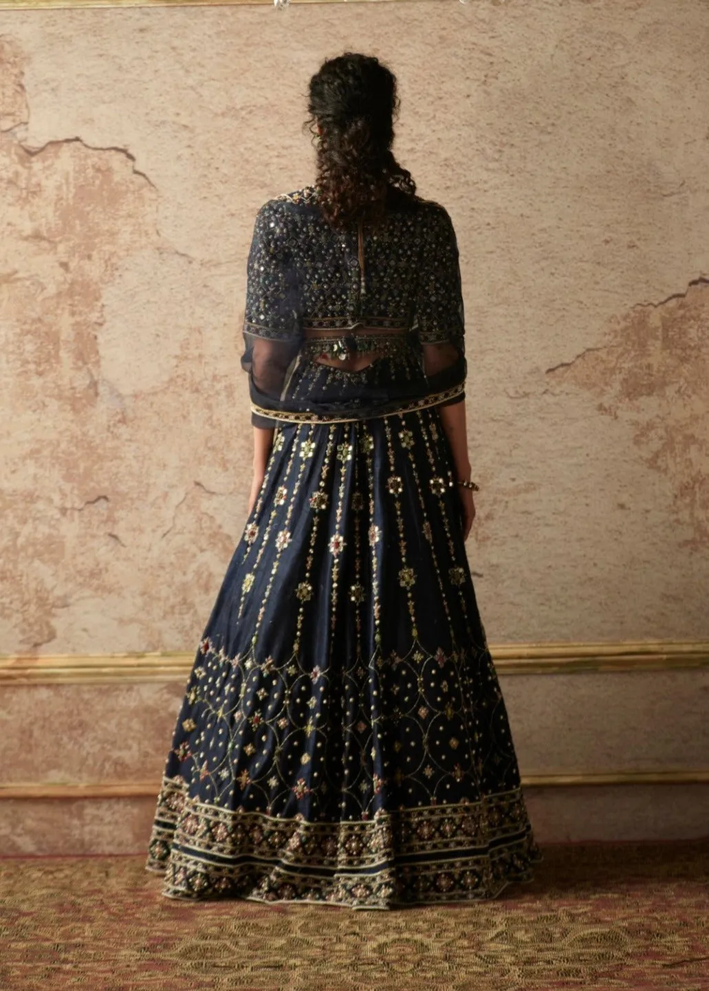 Navy Blue Embellished Lehenga Set