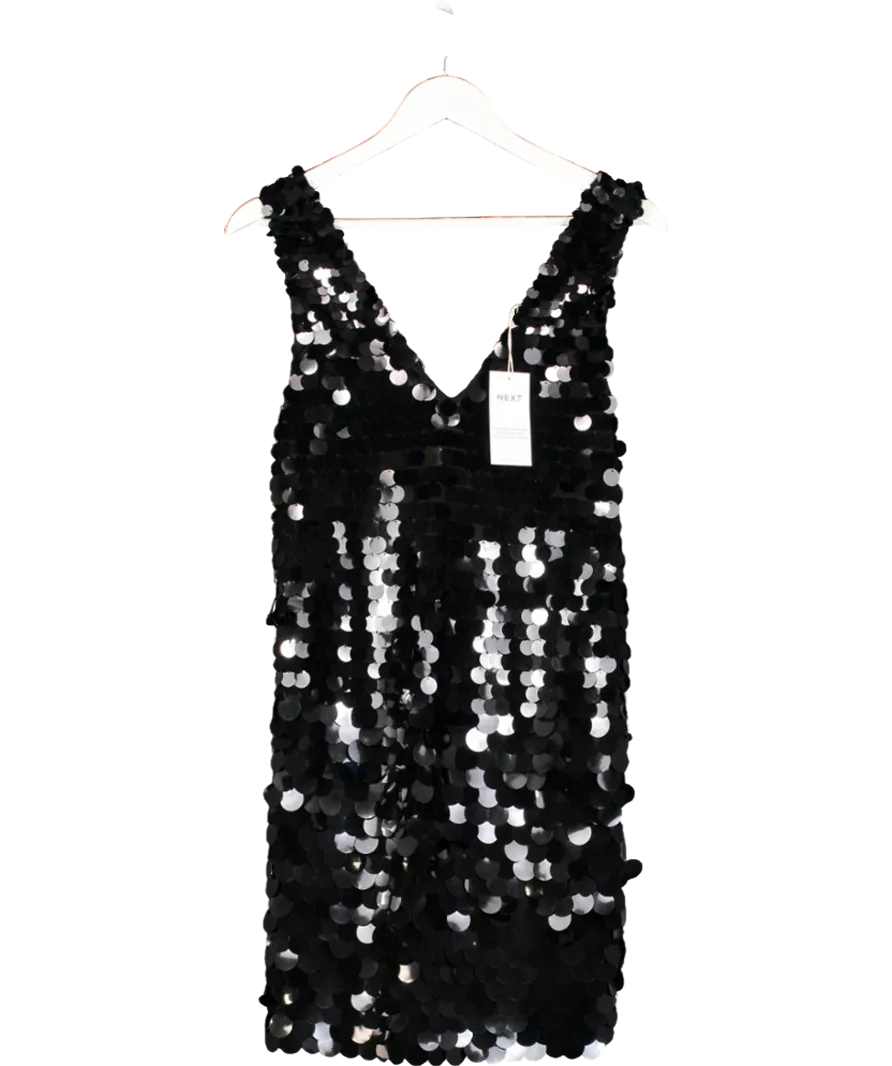 Next Black Sleeveless Sequin Dress UK XS