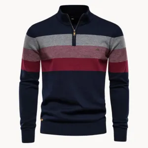 Nilo - sophisticated striped slim fit men's zip pullover