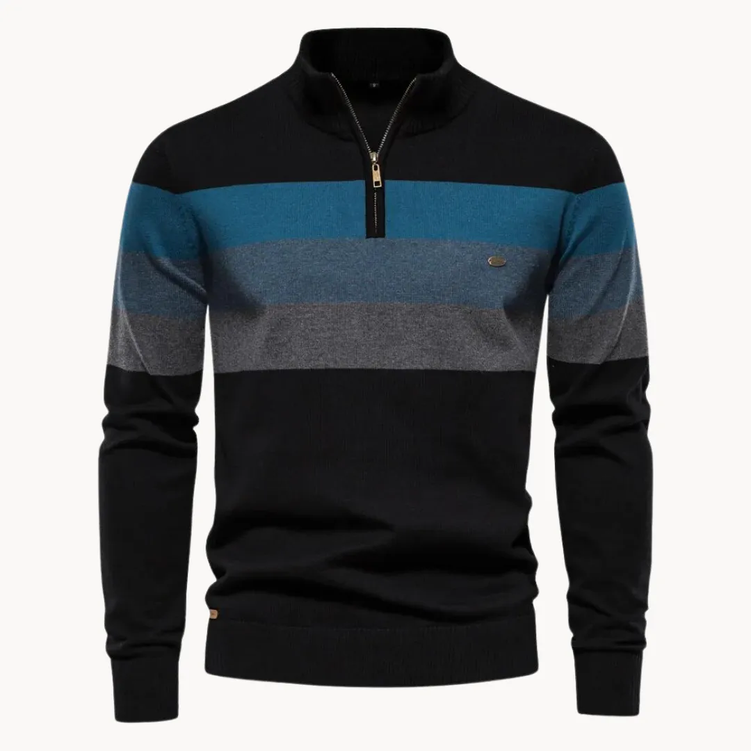 Nilo - sophisticated striped slim fit men's zip pullover