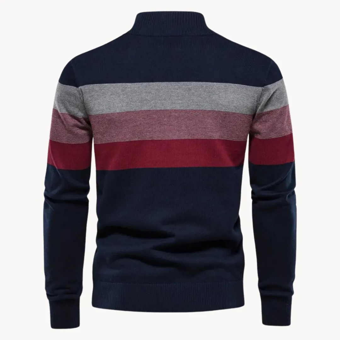 Nilo - sophisticated striped slim fit men's zip pullover