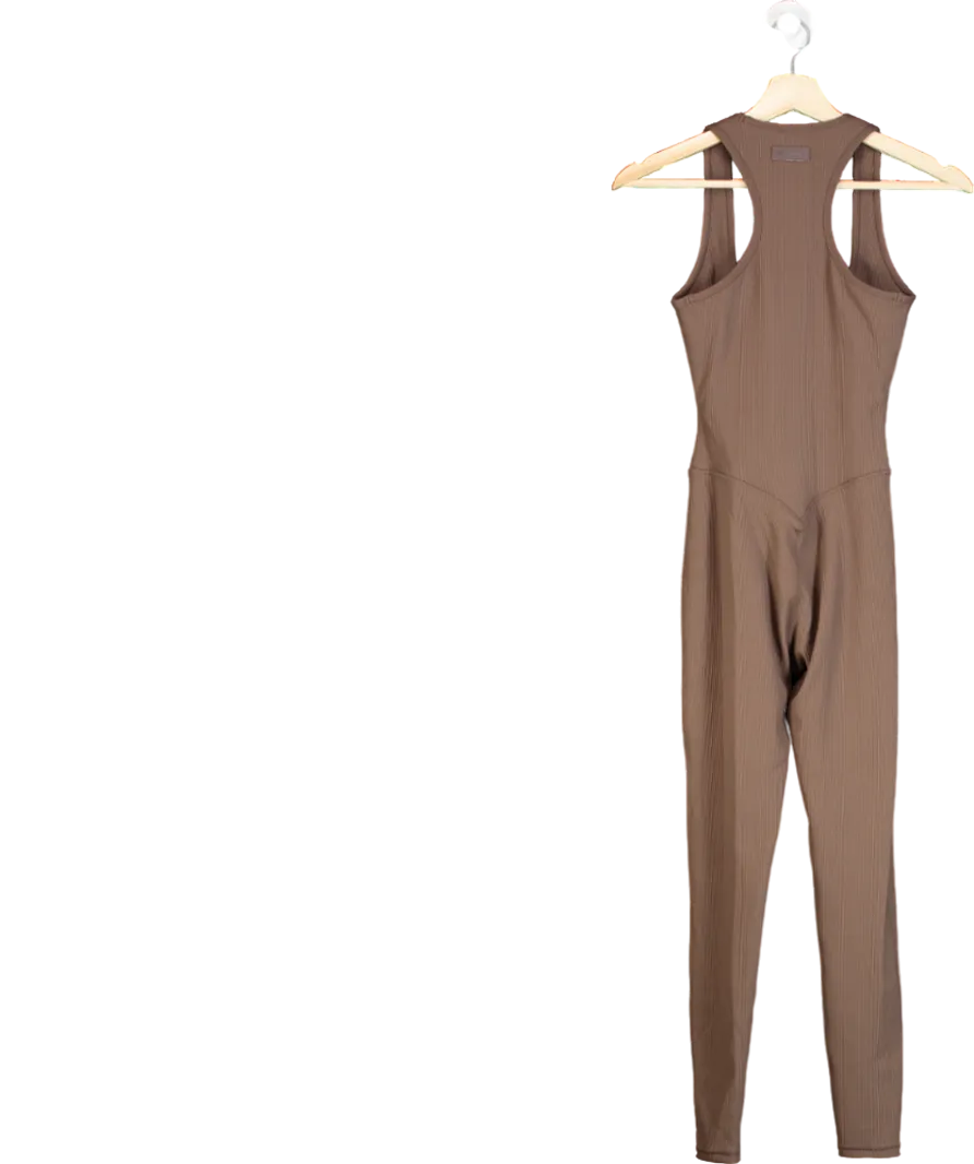 NKD Apparel Brown Ribbed Sleeveless Jumpsuit UK S