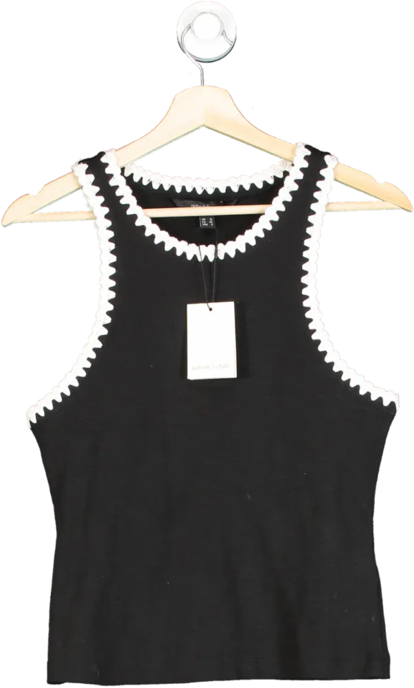 Nobody's Child Black Crochet Trim Racer Vest Top UK 12