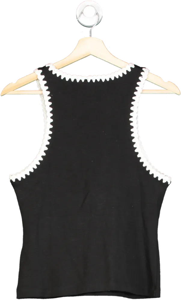Nobody's Child Black Crochet Trim Racer Vest Top UK 12