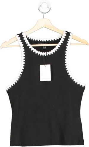 Nobody's Child Black Crochet Trim Racer Vest Top UK 12