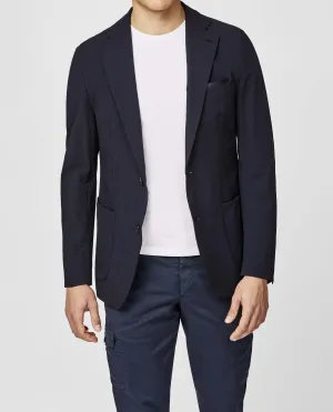 Olmetex Dark Blue Stretch Water Repellent Technical Seersucker Fabric