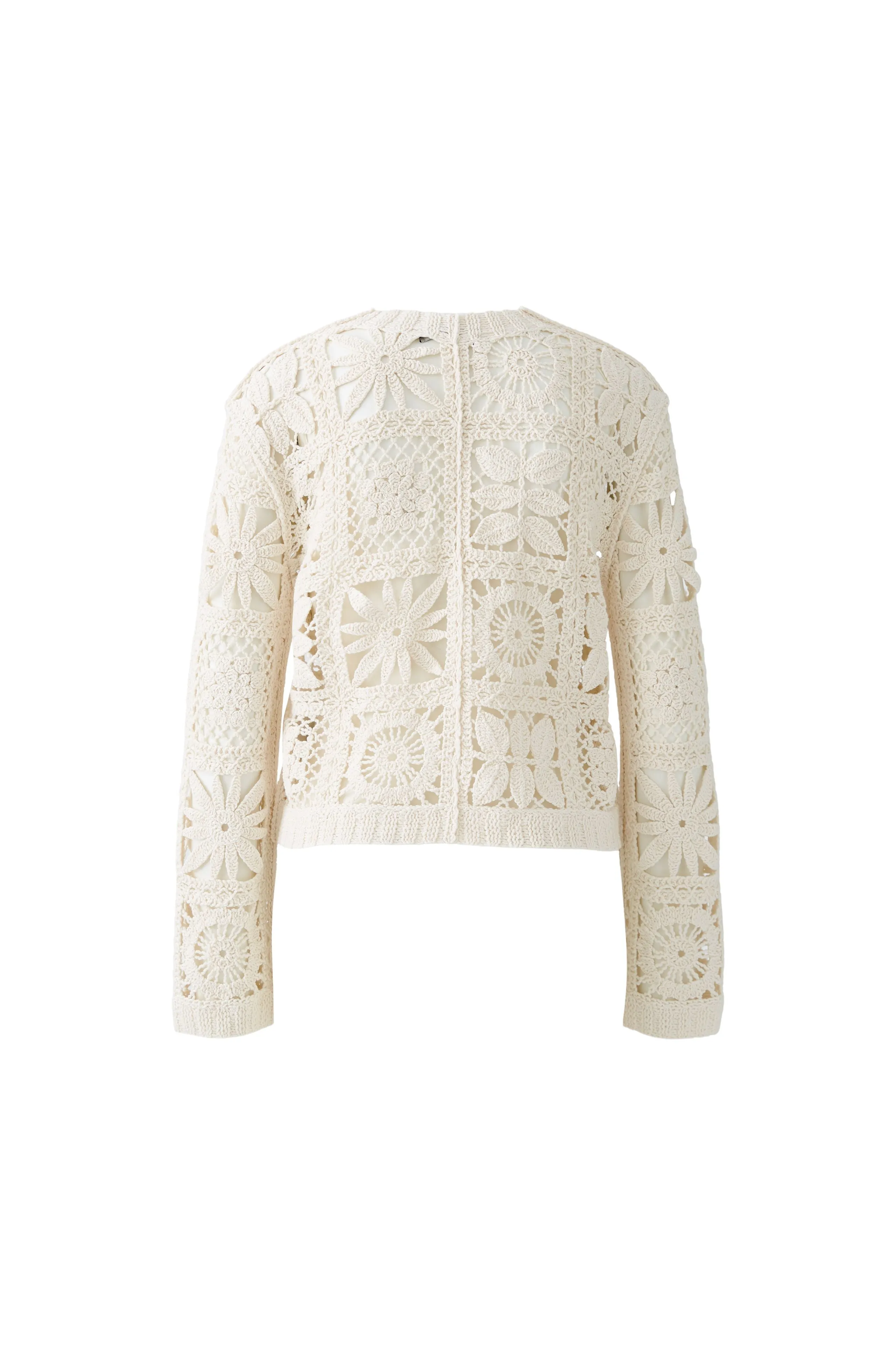 Oui Cream Crochet V neck Cardigan