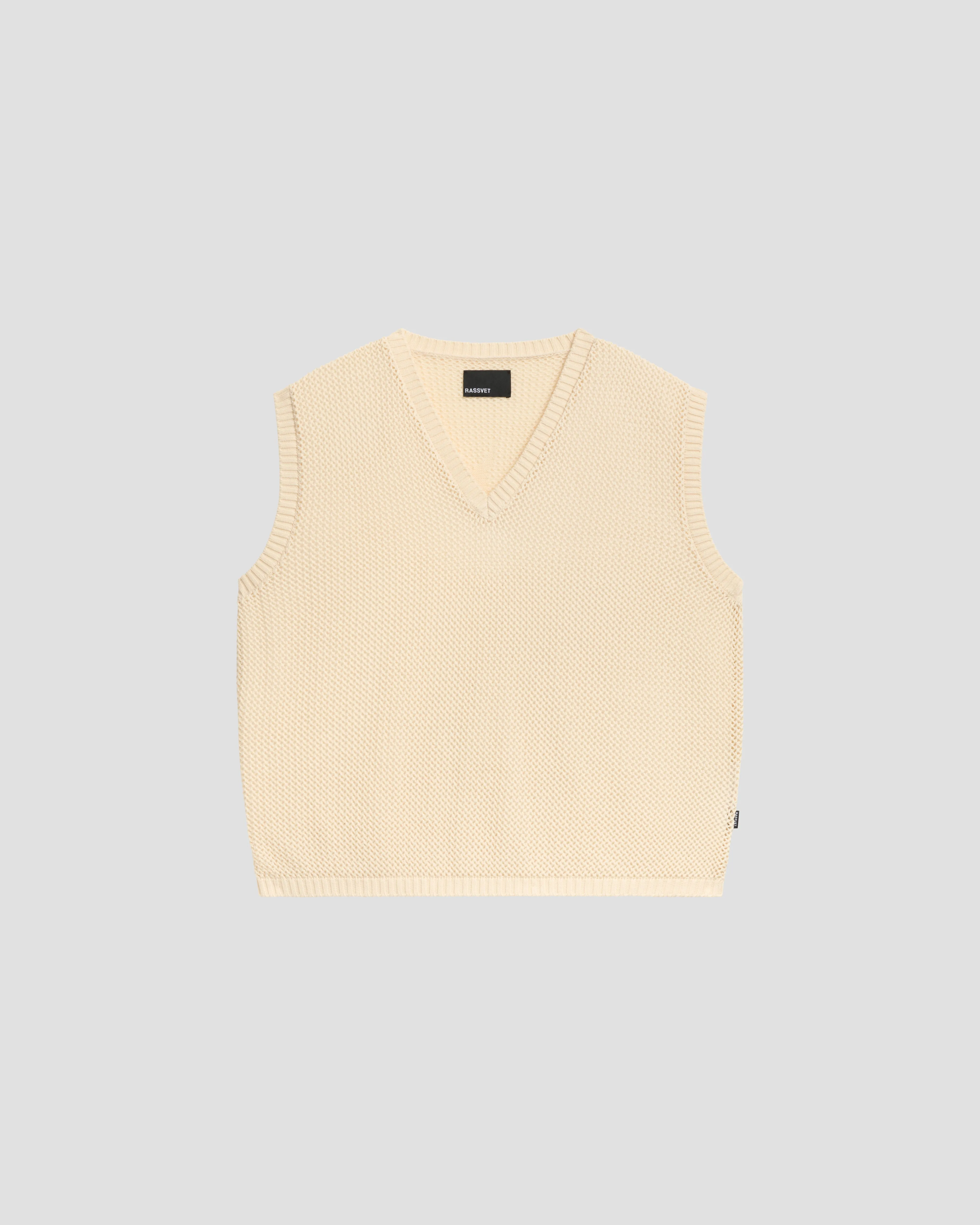 PACC16N003~LOOSE KNIT WAVE VEST - BEIGE